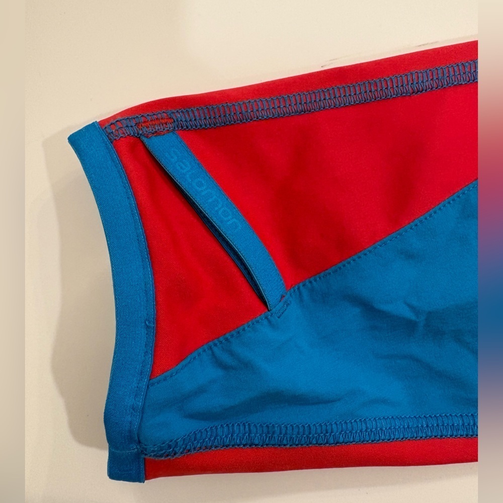 Salomon Windstopper Jacket Women Small Mont Baron Hoodie Red Blue Softshell - Picture 7 of 11